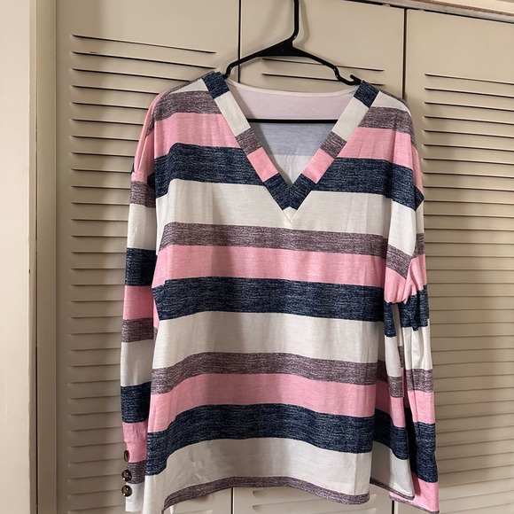 Striped V-Neck Sweater - Picture 3 of 5